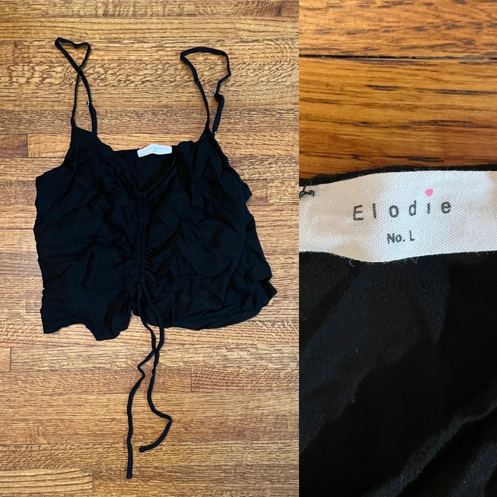 black scrunch-tie tank top !!